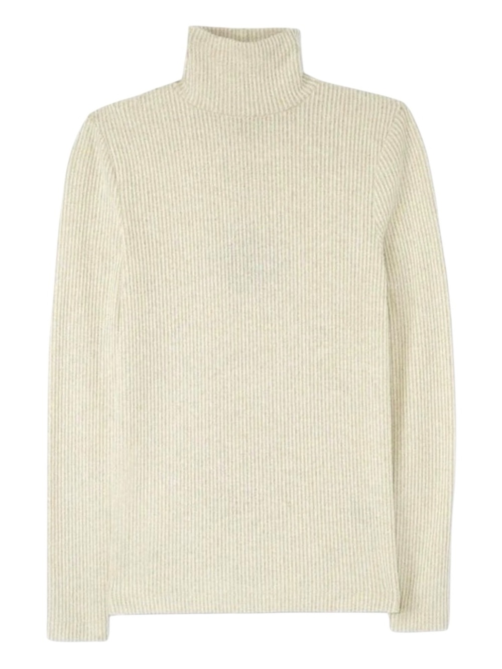 NWT St. John Cream and Gold Ribbed Turtleneck Sweater Sz M